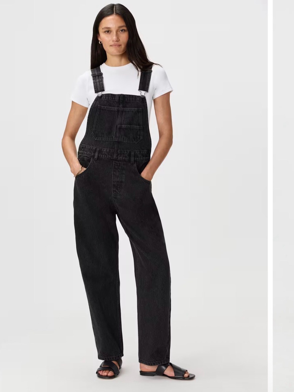 Quince 100% Organic Stretch Cotton Twill Black Denim Women's Overalls